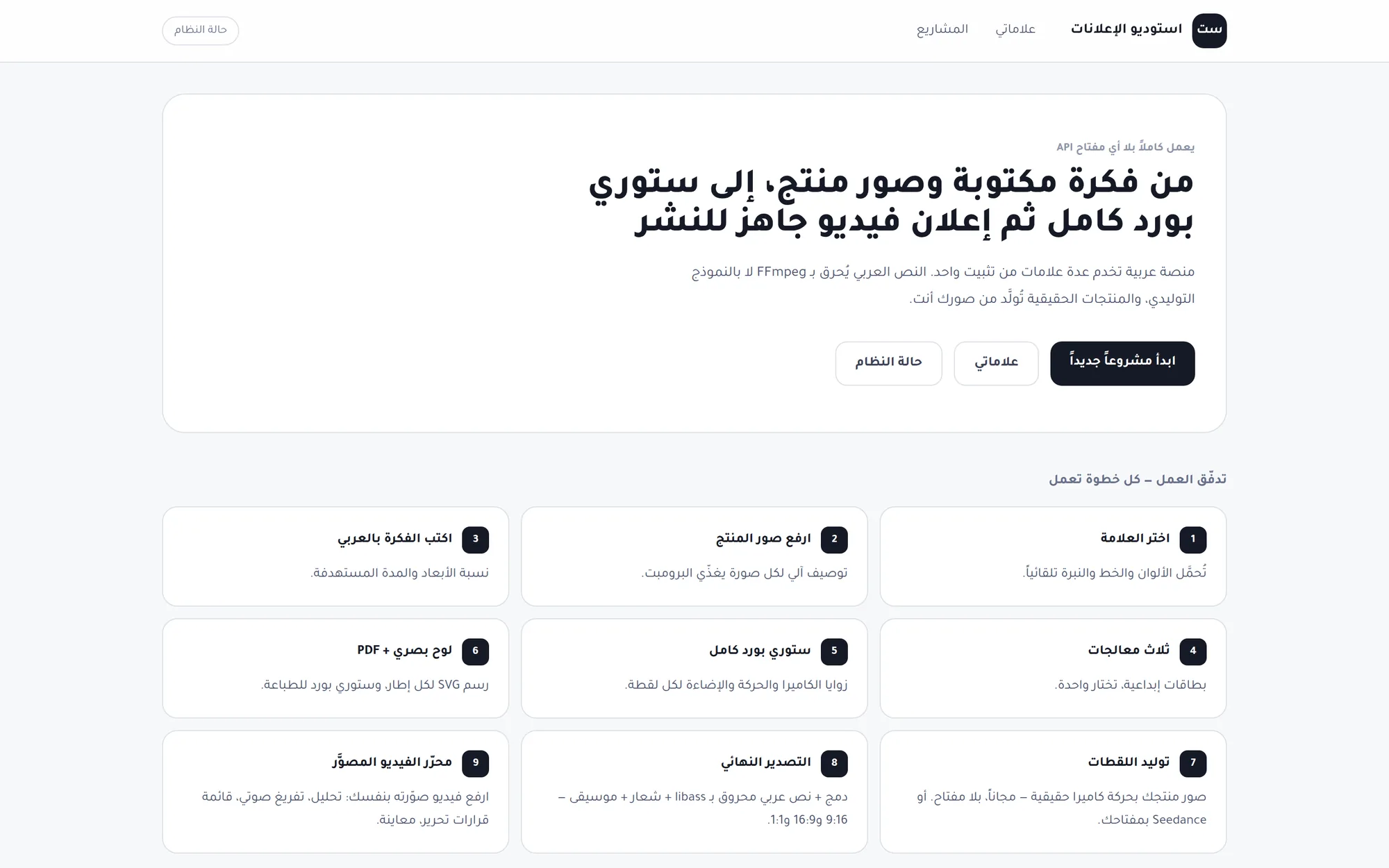 مسار إنتاج الإعلان المكوّن من تسع مراحل